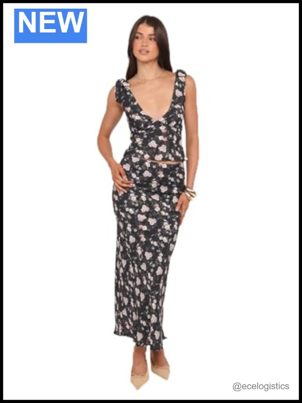 Petal & Pup Giarda Floral Maxi Skirt High Waisted Lined